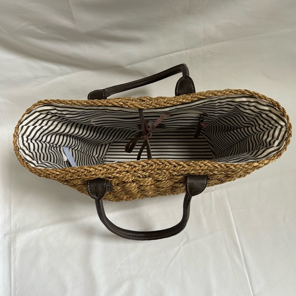 J. Crew Woven Straw Tote with Brown Handles - Picture 2 of 11